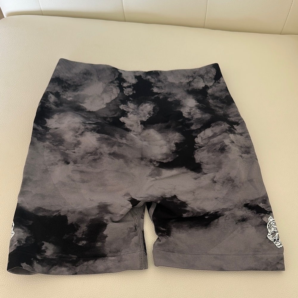 Darc sports black and Gray Tie-Dye Shorts with scrunch